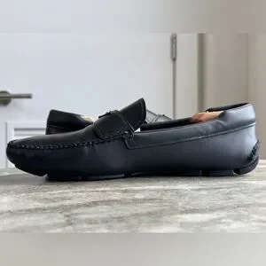 PRADA DRIVERS DRIVING MOCCASIN BLACK LOGO LEATHER $950 10 / 11 US LOAFER SLIPPER PRADA Leather Logo Driving Loafer Slipper Shoes - Black  main image 3